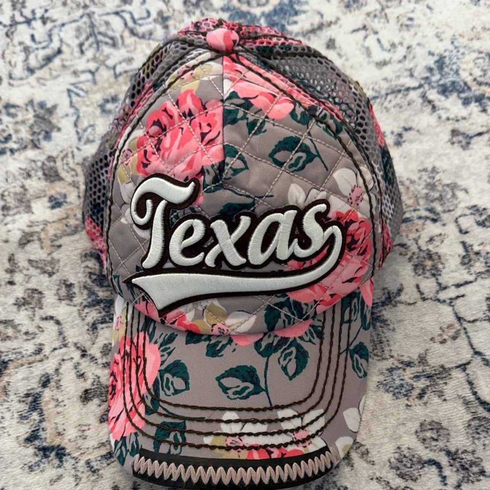 Robin Ruth Floral Texas Cap - Pink and Gray